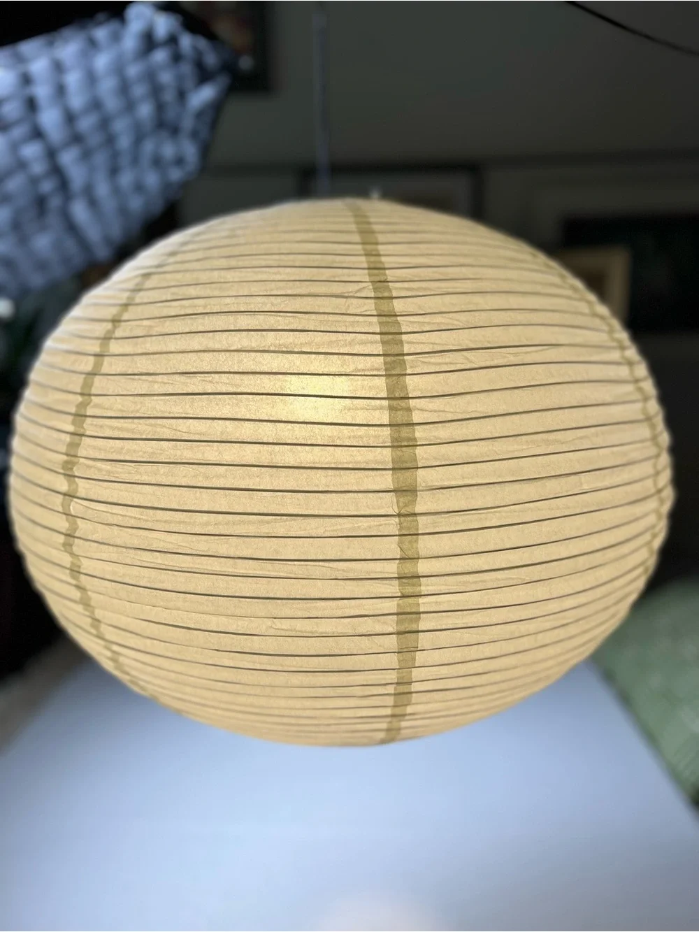 Round Beige Paper Lantern Pendant Shade